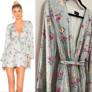 Revolve Majorelle Feminine Ruffly Berkshire Plunge Floral Wrap Dress XXS
